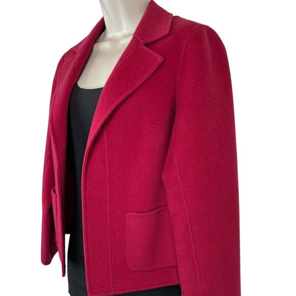 TALBOTS 100% Wool Open Faced Jacket in Raspberry Women's Size 4 Petite - Picture 2 of 8